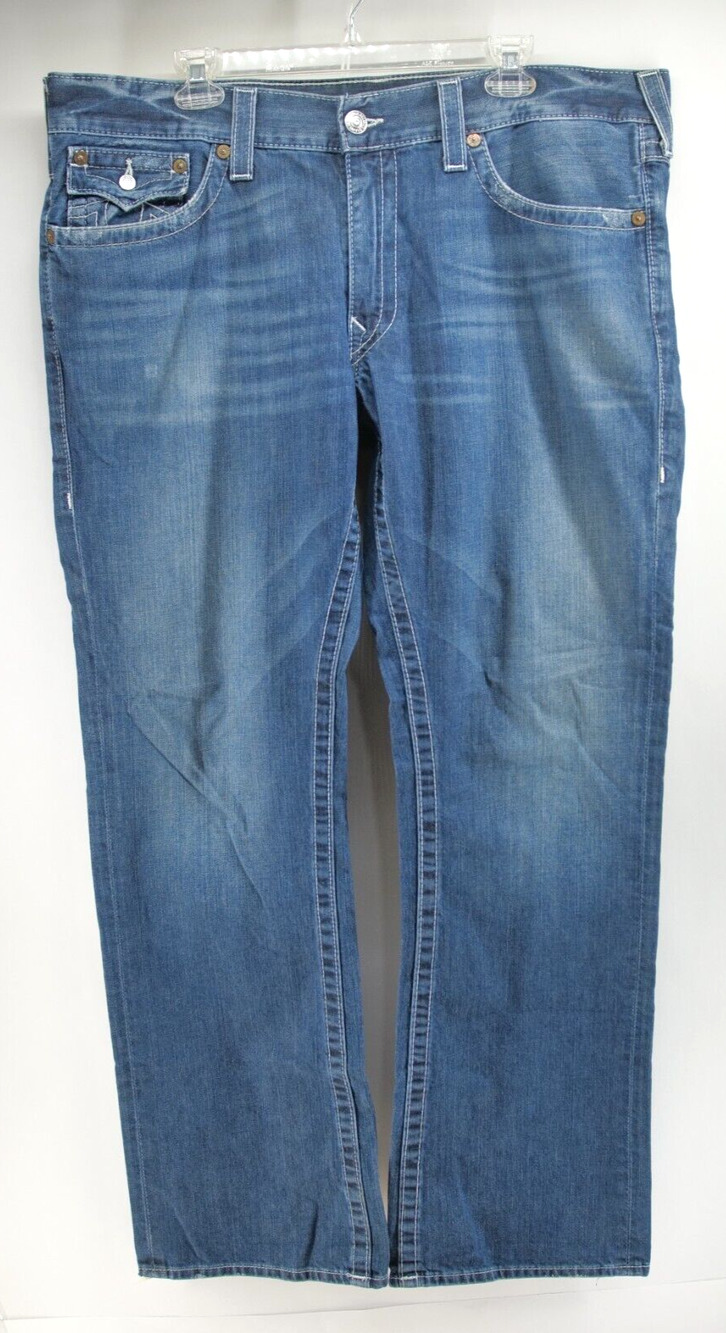 True Religion Jeans‎ Mens 40 Ricky Blue Flap Pockets Denim Made in USA